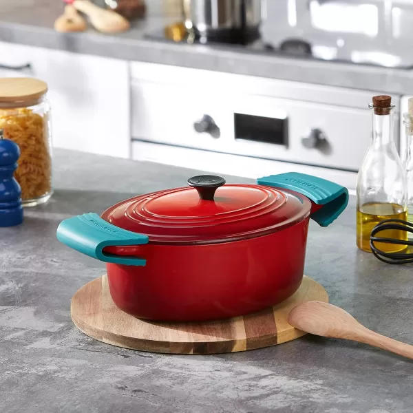 imageLe Creuset Silicone Set of 2 Handle Grips 5quot x 2 12quot each Sea SaltCarribbean