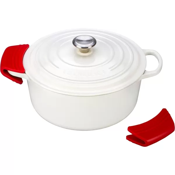 imageLe Creuset Silicone Set of 2 Handle Grips 5quot x 2 12quot each Sea SaltCerise