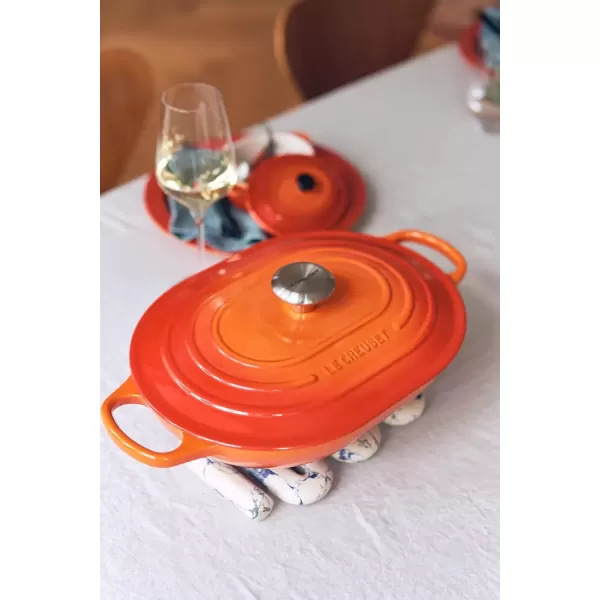 imageLe Creuset Enameled Cast Iron Signature Oval Casserole 375 qt MarseilleFlame