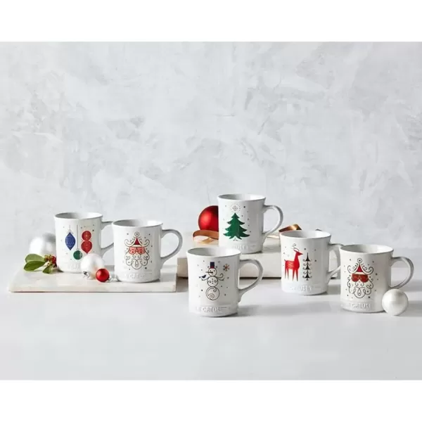 imageLe Creuset Stoneware Noel Collection Santa Mug 14 oz White wAppliqueDark Skinned Santa