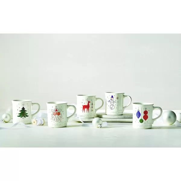 imageLe Creuset Stoneware Noel Collection Santa Mug 14 oz White wAppliqueOrnament Mug