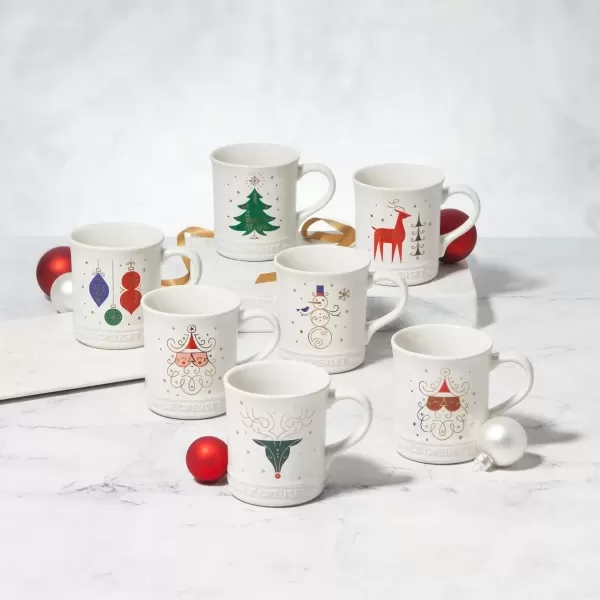 imageLe Creuset Stoneware Noel Collection Santa Mug 14 oz White wAppliqueReindeer Mug