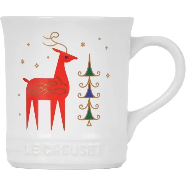 imageLe Creuset Stoneware Noel Collection Santa Mug 14 oz White wAppliqueReindeer Mug