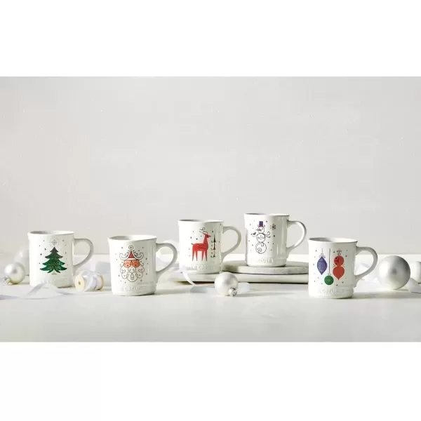 imageLe Creuset Stoneware Noel Collection Santa Mug 14 oz White wAppliqueTree Mug