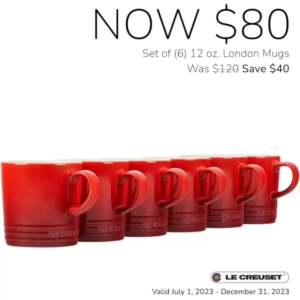 imageLe Creuset Stoneware Set of 6 London Mugs 12 oz Each ShallotCerise