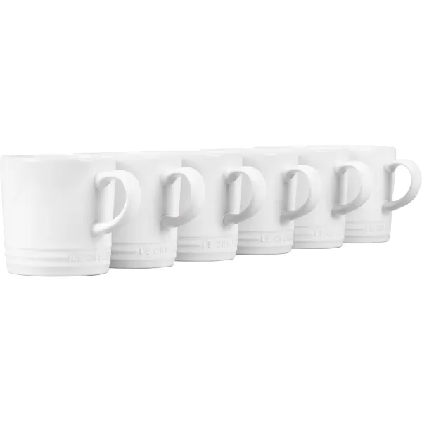 imageLe Creuset Stoneware Set of 6 London Mugs 12 oz Each ShallotWhite