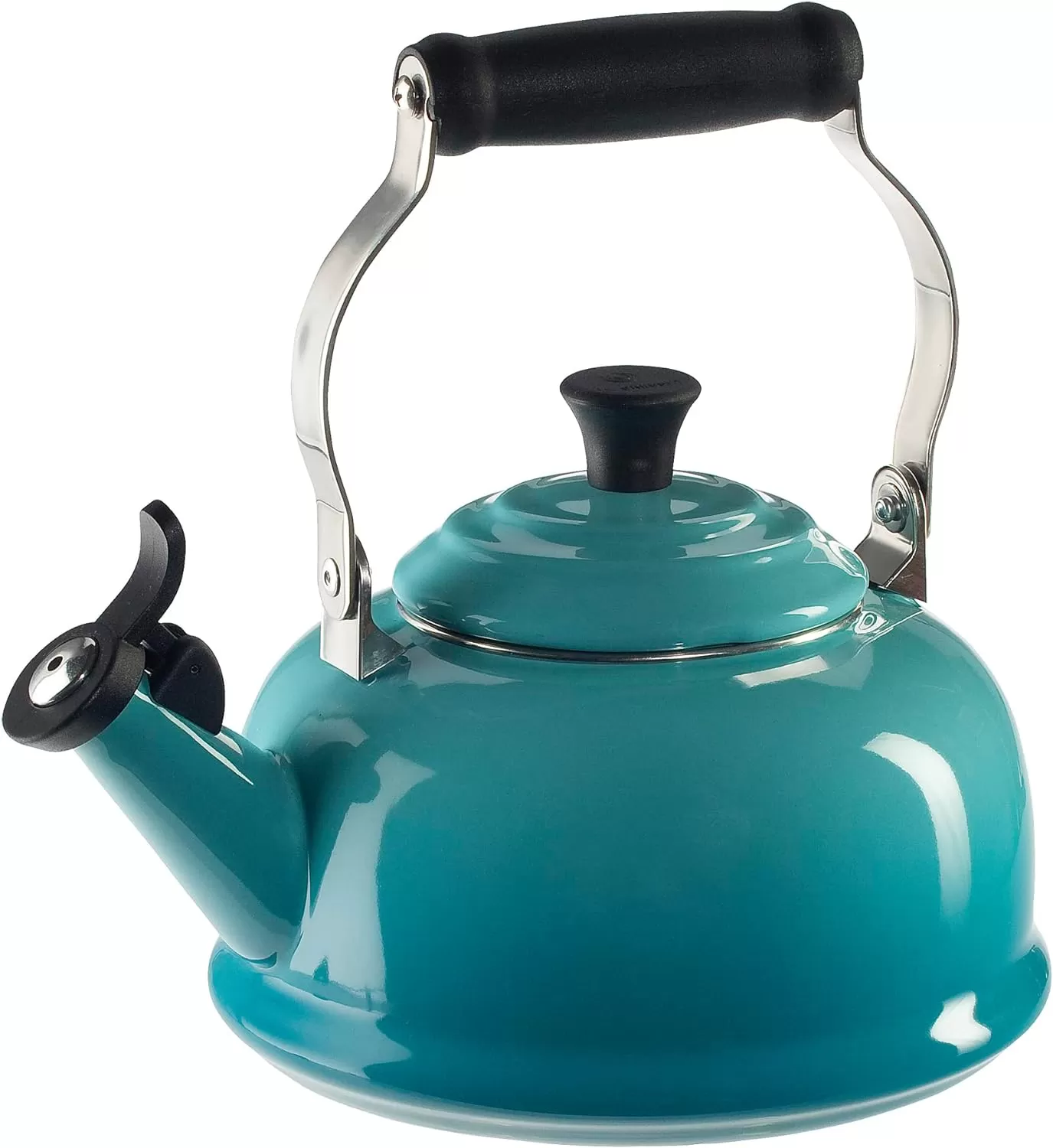 imageLe Creuset Enamel On Steel Whistling Tea Kettle 17 qt FlameCaribbean
