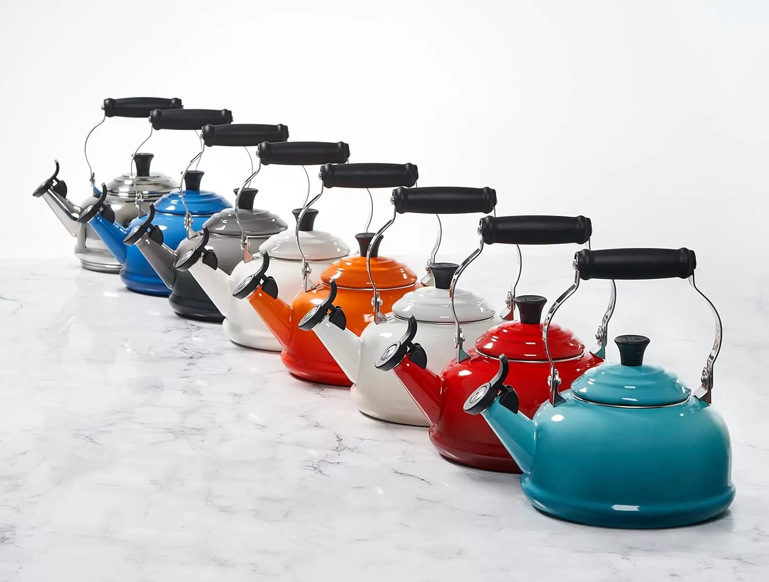imageLe Creuset Enamel On Steel Whistling Tea Kettle 17 qt FlameDeep Teal