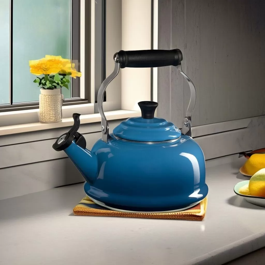 imageLe Creuset Enamel On Steel Whistling Tea Kettle 17 qt FlameMarseille