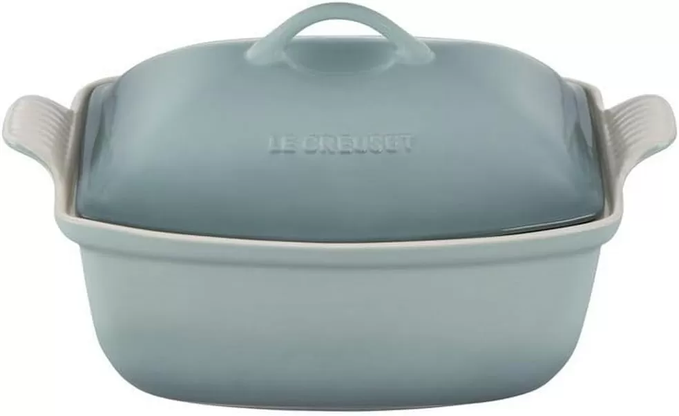 imageLe Creuset Heritage Stoneware Deep Baker with Lid 45 qt CeriseSea Salt