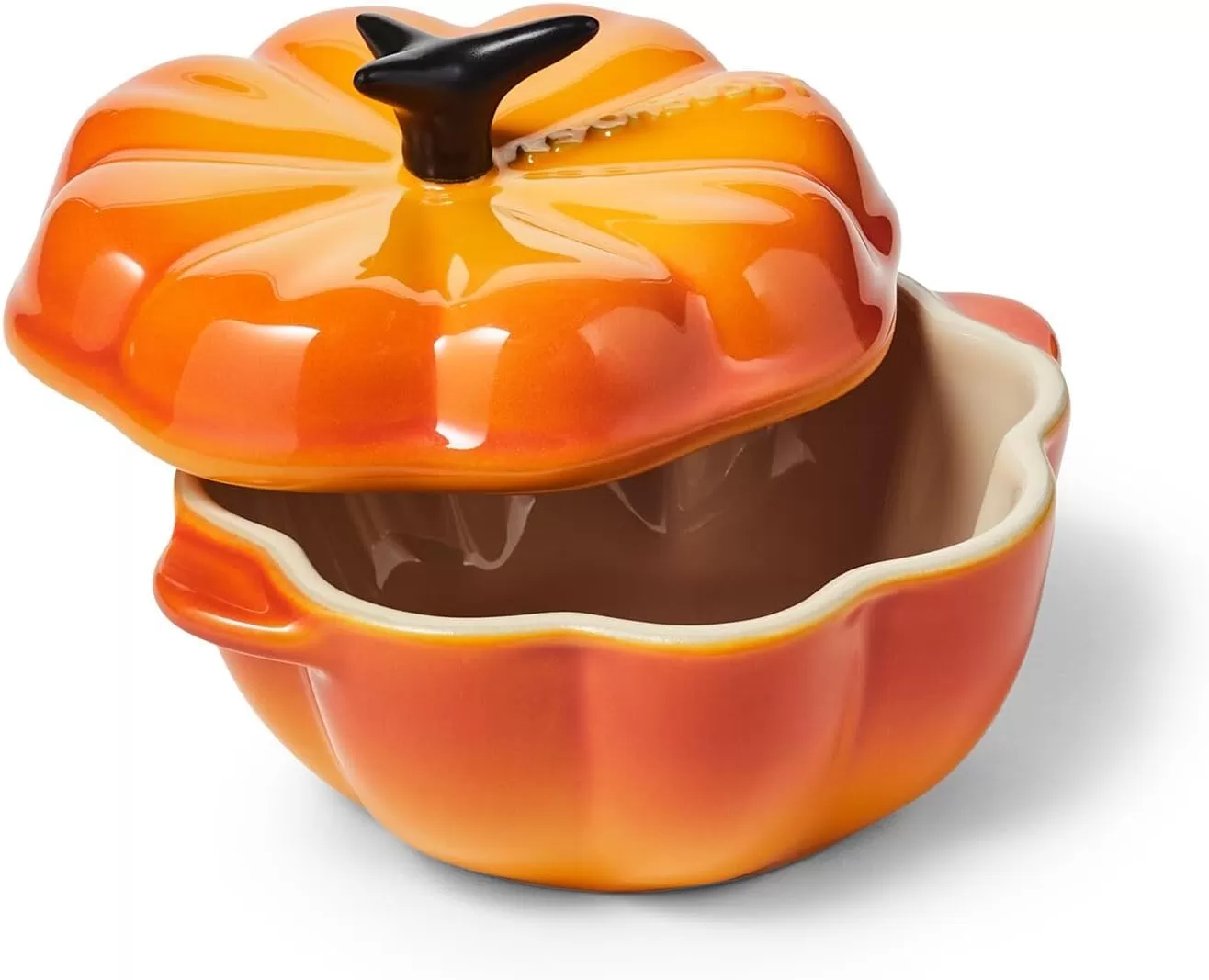 imageLe Creuset Stoneware Figural Pumpkin Petite Cocotte 12oz Persimmon