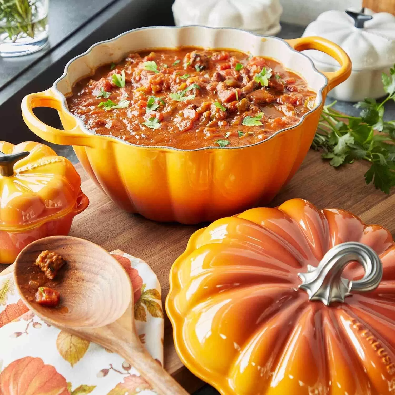 imageLe Creuset Stoneware Figural Pumpkin Petite Cocotte 12oz Persimmon