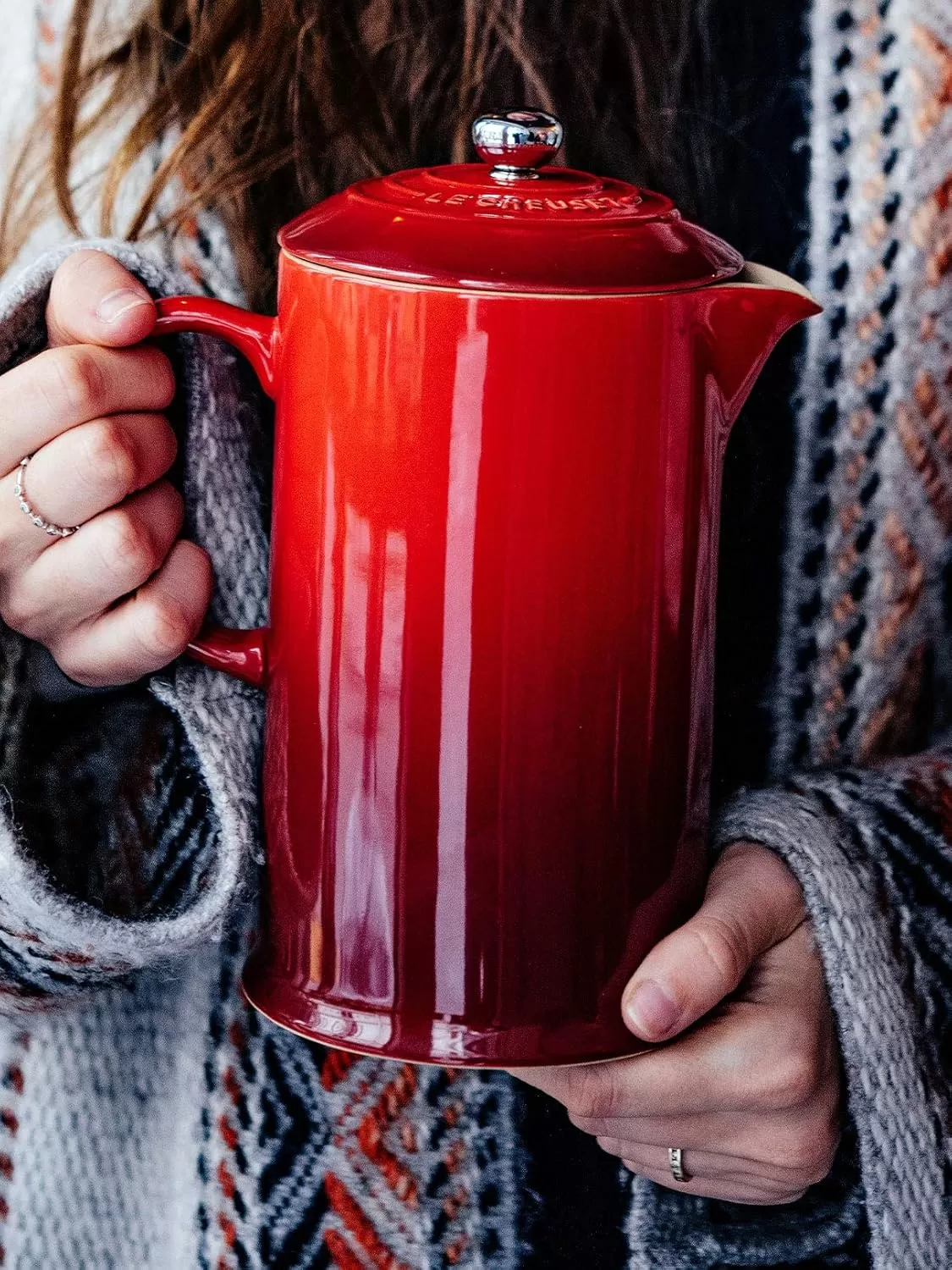 imageLe Creuset Stoneware French Press 34 oz FlameCerise