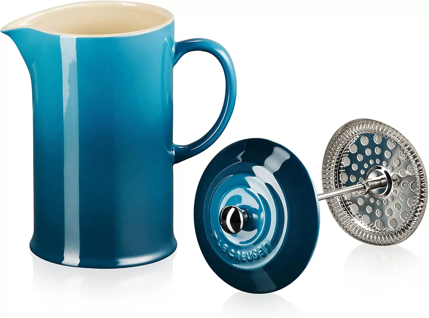 imageLe Creuset Stoneware French Press 34 oz FlameDeep Teal