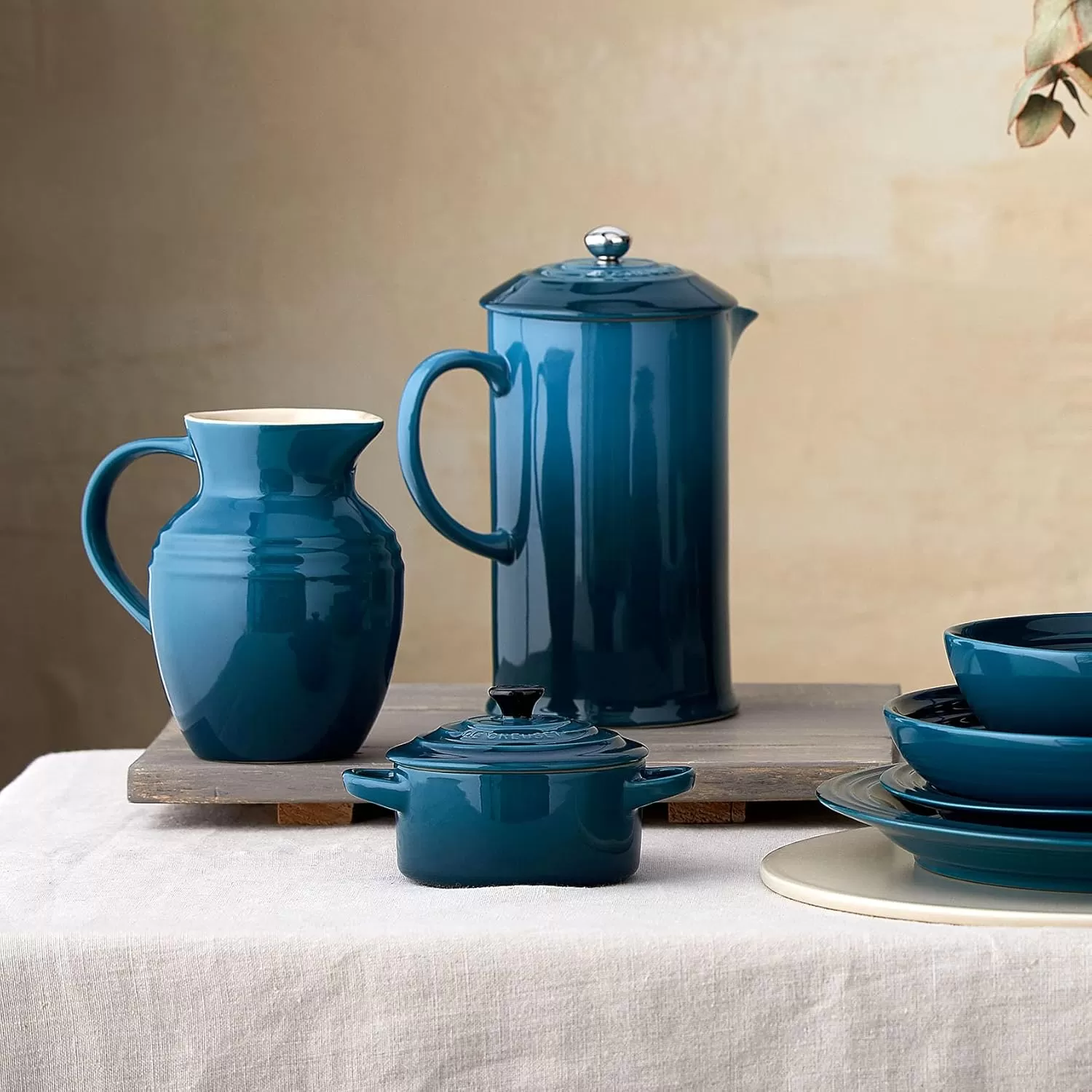 imageLe Creuset Stoneware French Press 34 oz FlameDeep Teal