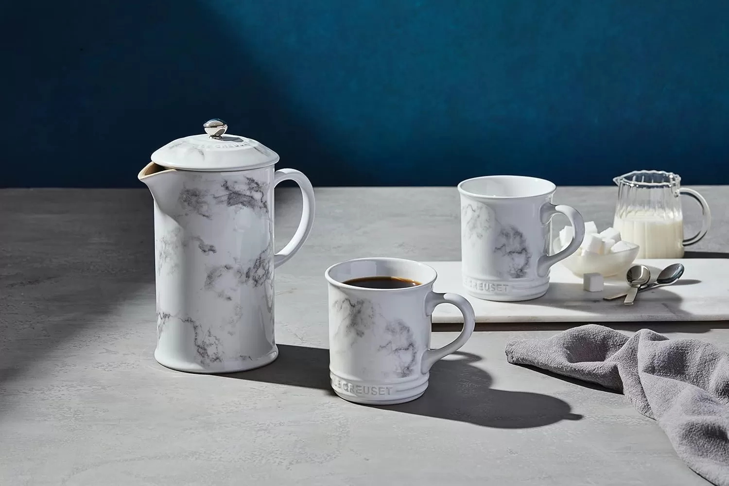 imageLe Creuset Stoneware French Press 34 oz FlameMarble