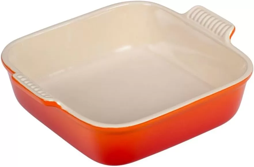 imageLe Creuset Stoneware Heritage Square Dish 3 qt 9quot CeriseFlame