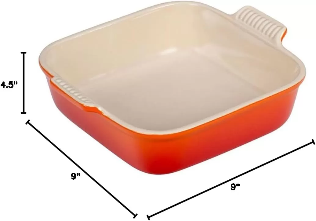 imageLe Creuset Stoneware Heritage Square Dish 3 qt 9quot CeriseFlame