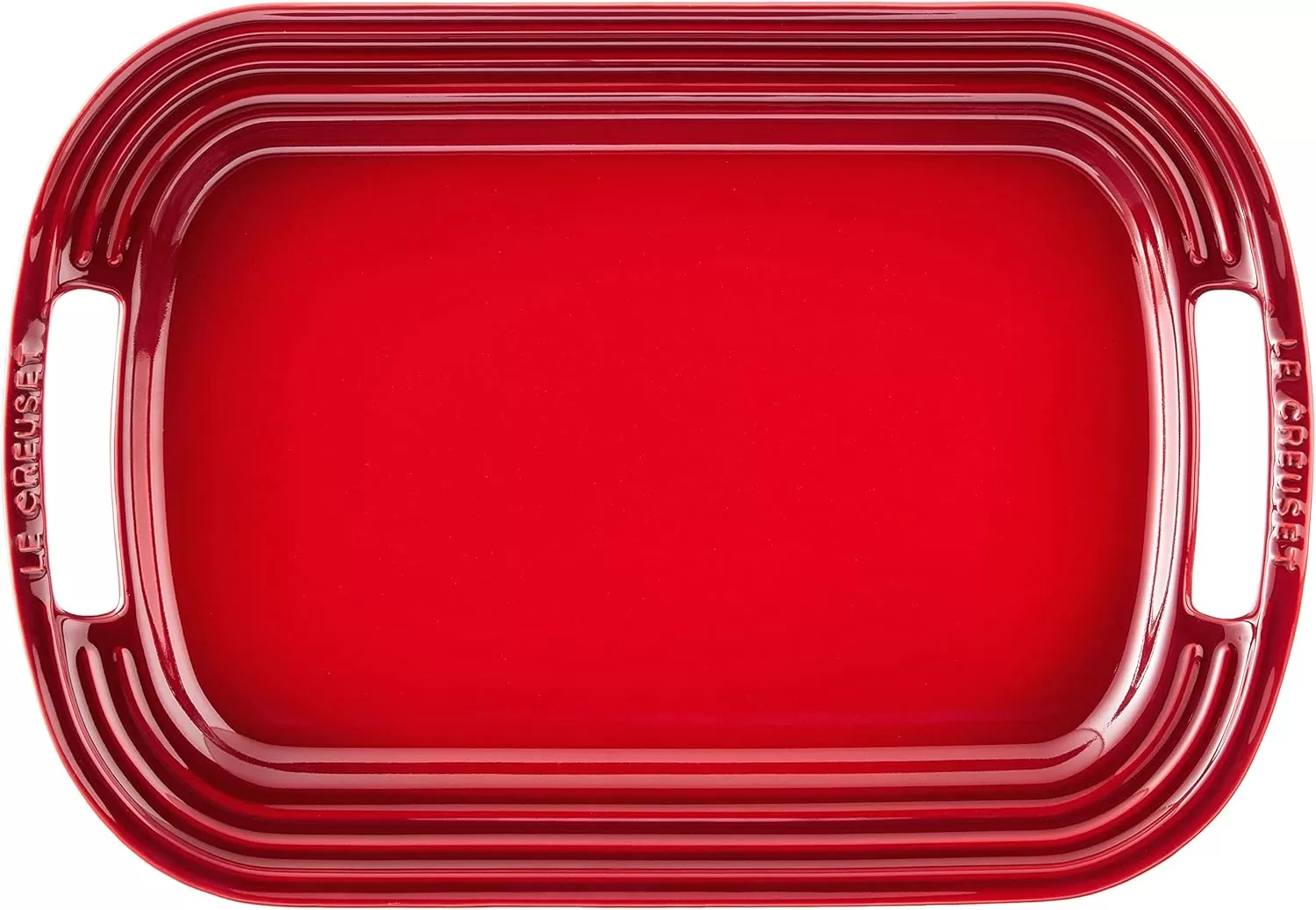 imageLe Creuset Stoneware Oval Serving Platter 1625quot WhiteCerise
