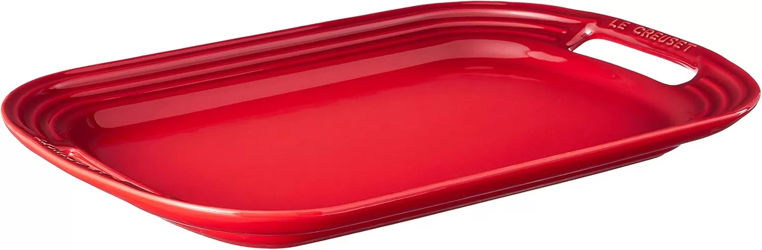 imageLe Creuset Stoneware Oval Serving Platter 1625quot WhiteCerise