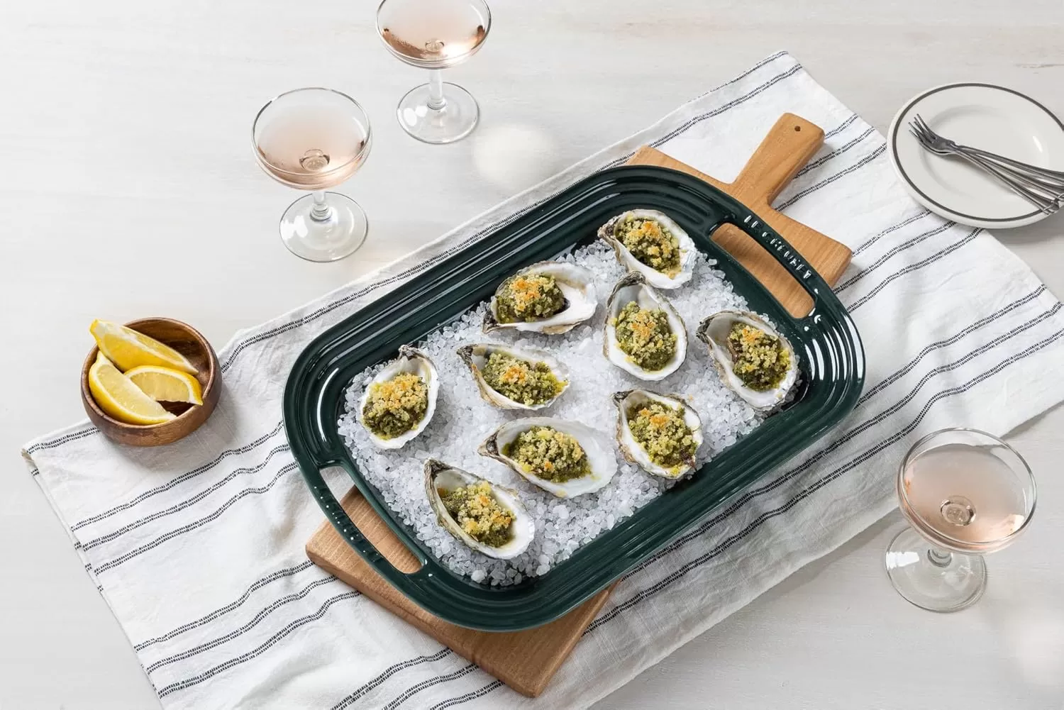 imageLe Creuset Stoneware Oval Serving Platter 1625quot WhiteRhone