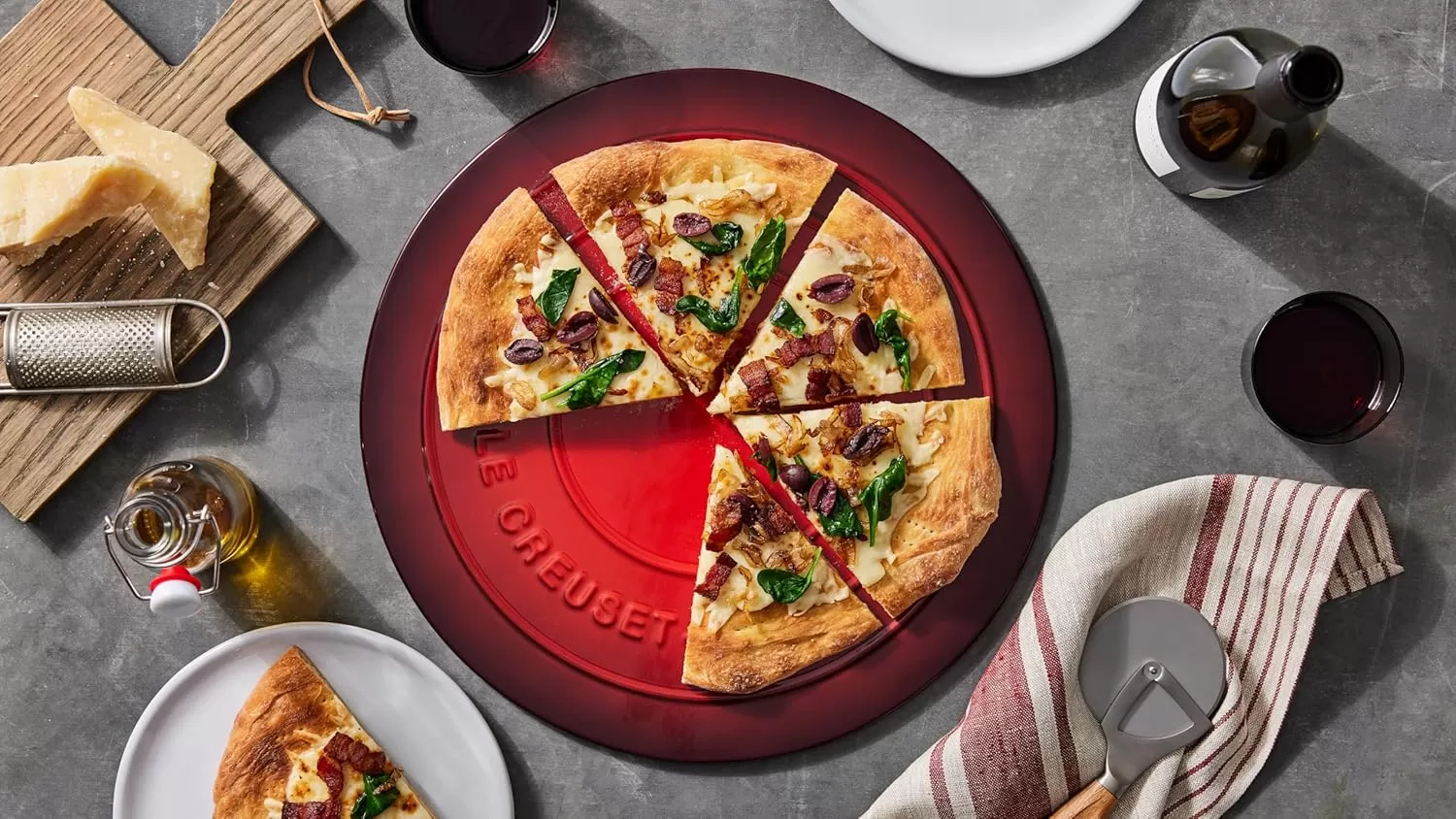 imageLe Creuset Stoneware Round Pizza Stone 15 in Sea SaltWhite