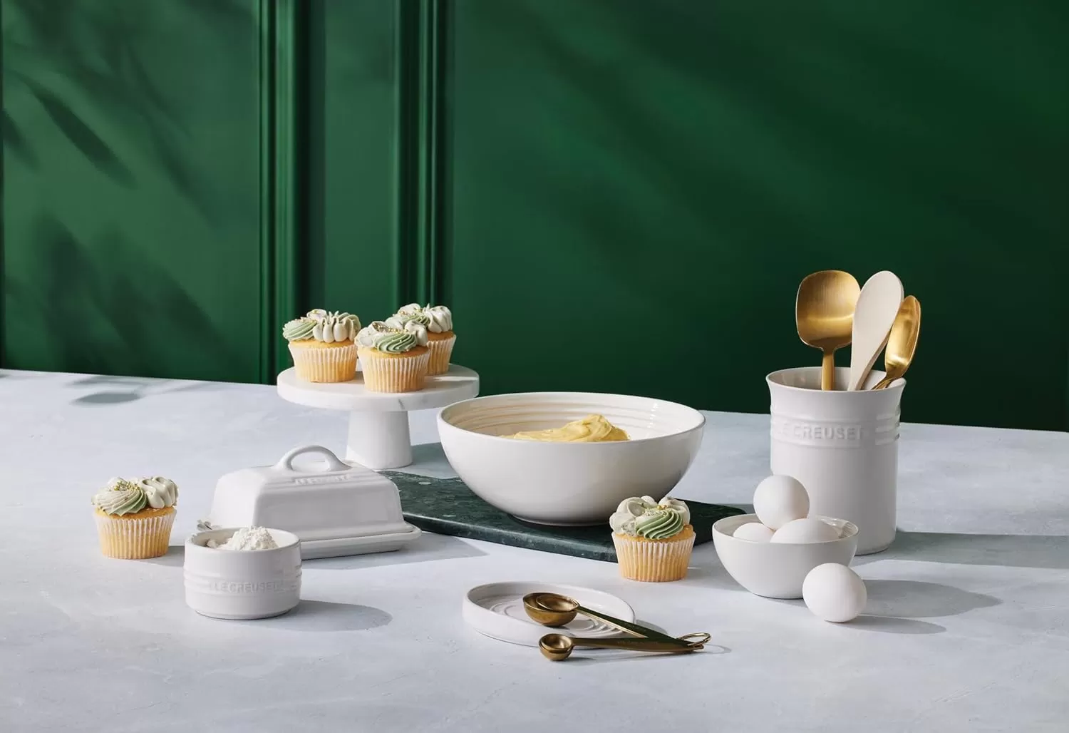 imageLe Creuset Stoneware Round Ramekin Straight Wall Set of 2 675oz Each ShallotSea Salt