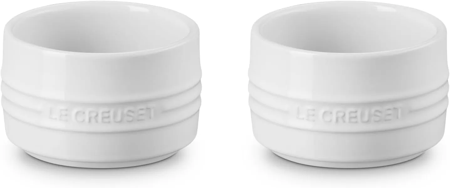imageLe Creuset Stoneware Round Ramekin Straight Wall Set of 2 675oz Each ShallotWhite