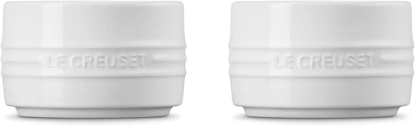 imageLe Creuset Stoneware Round Ramekin Straight Wall Set of 2 675oz Each ShallotWhite