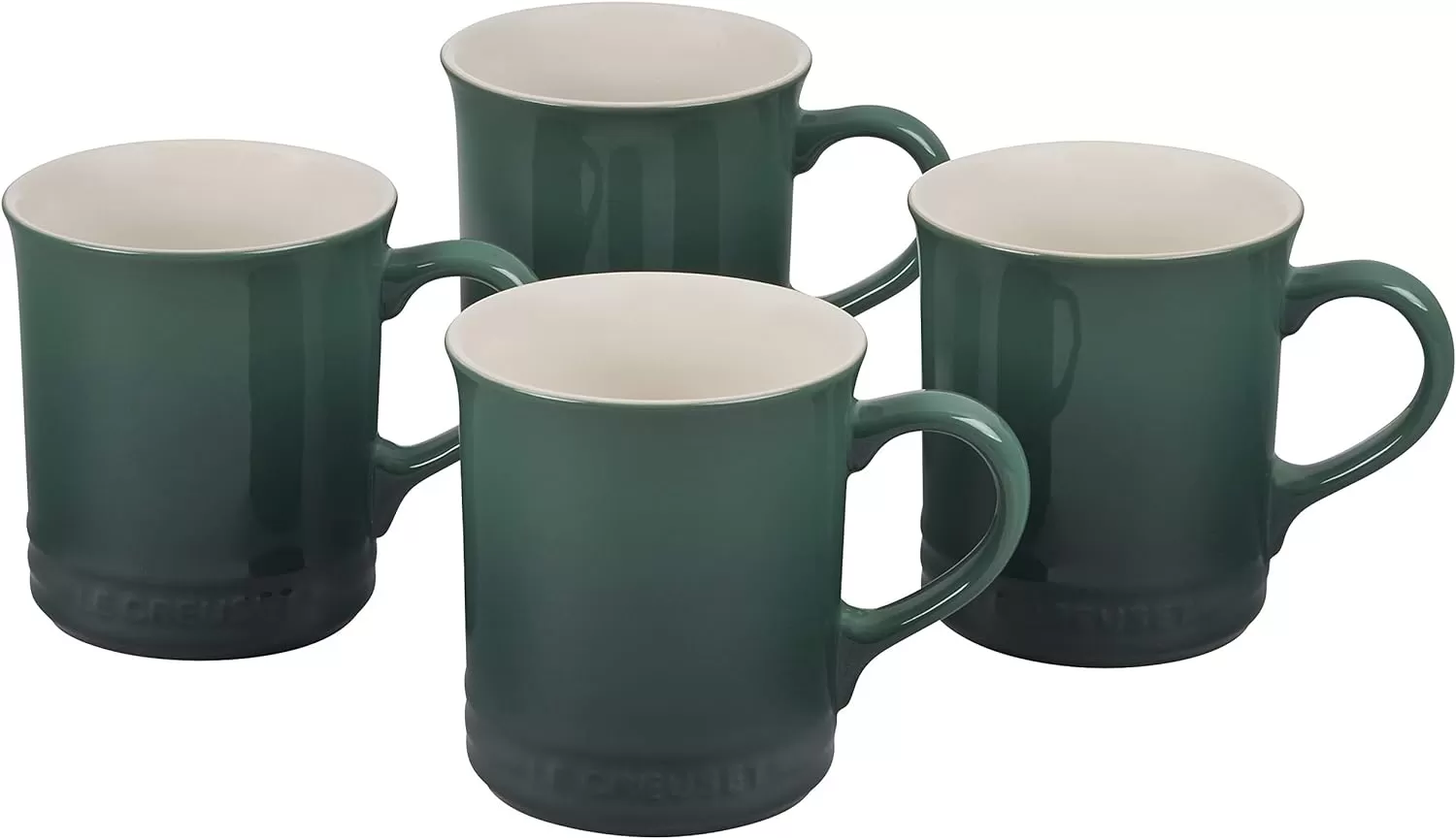 imageLe Creuset Stoneware Set of 4 Mugs 14 oz each OysterArtichaut