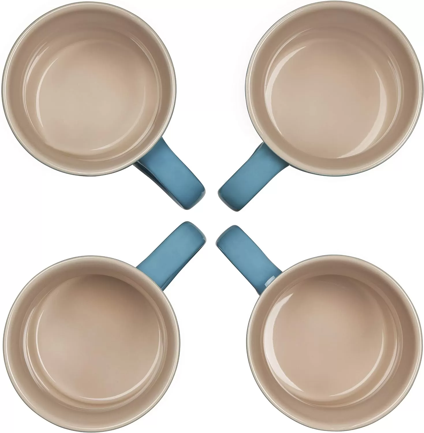 imageLe Creuset Stoneware Set of 4 Mugs 14 oz each OysterCaribbean