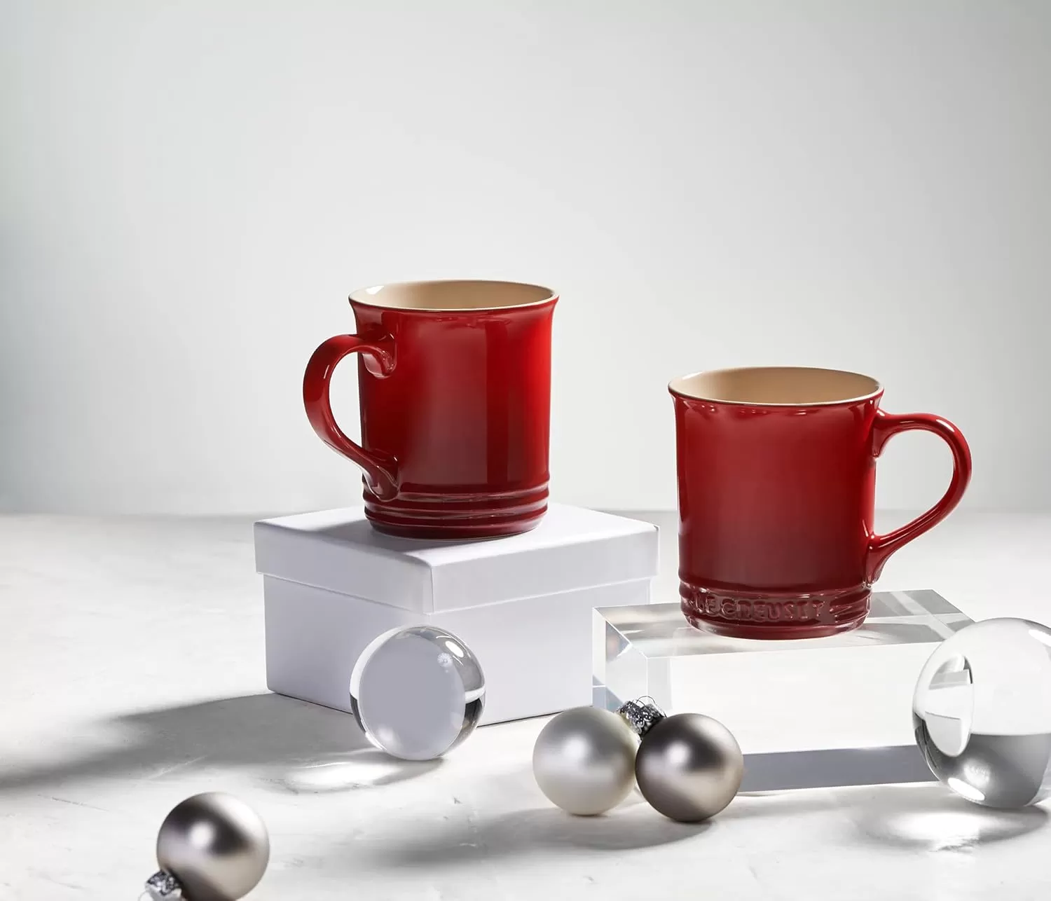 imageLe Creuset Stoneware Set of 4 Mugs 14 oz each OysterCerise