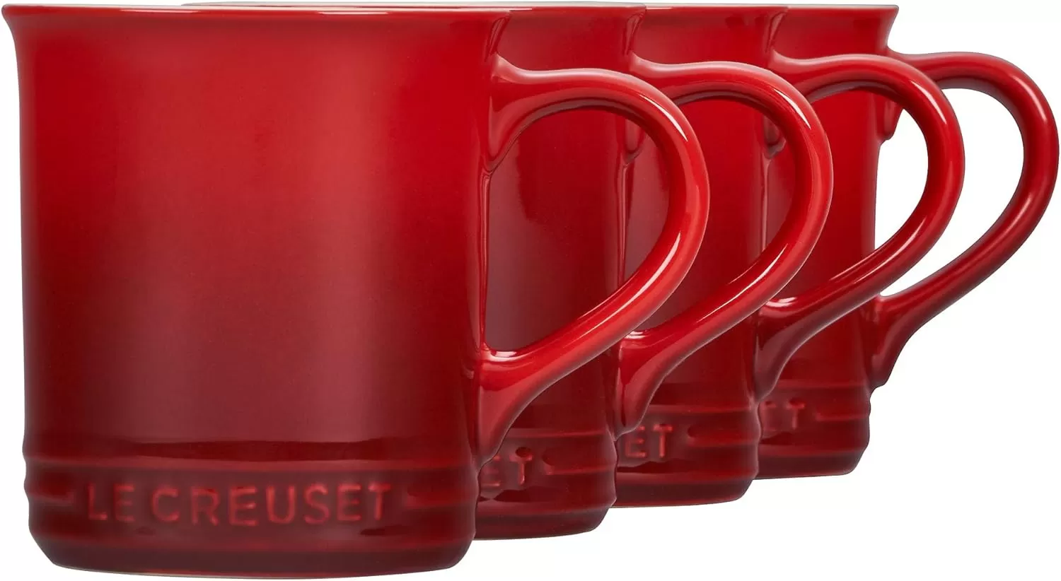 imageLe Creuset Stoneware Set of 4 Mugs 14 oz each OysterCerise