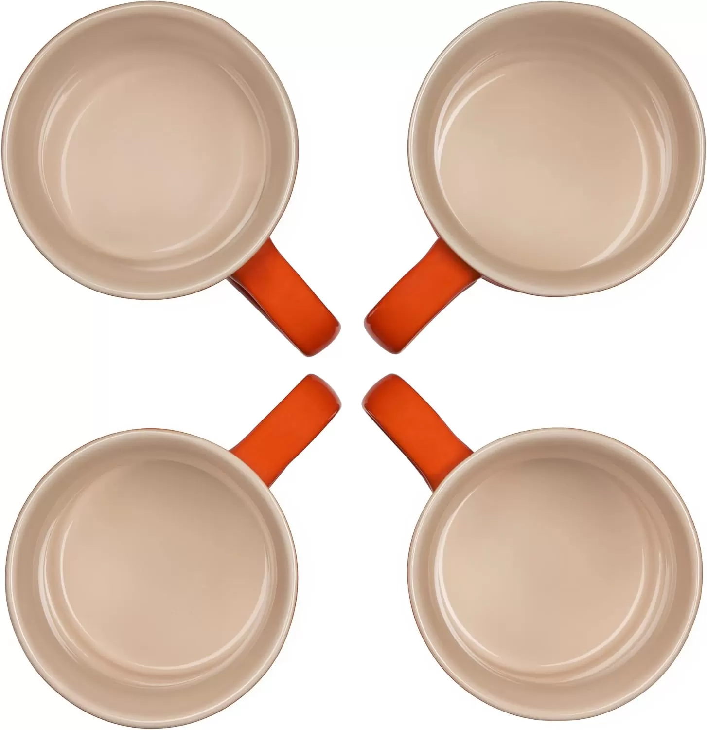 imageLe Creuset Stoneware Set of 4 Mugs 14 oz each OysterFlame