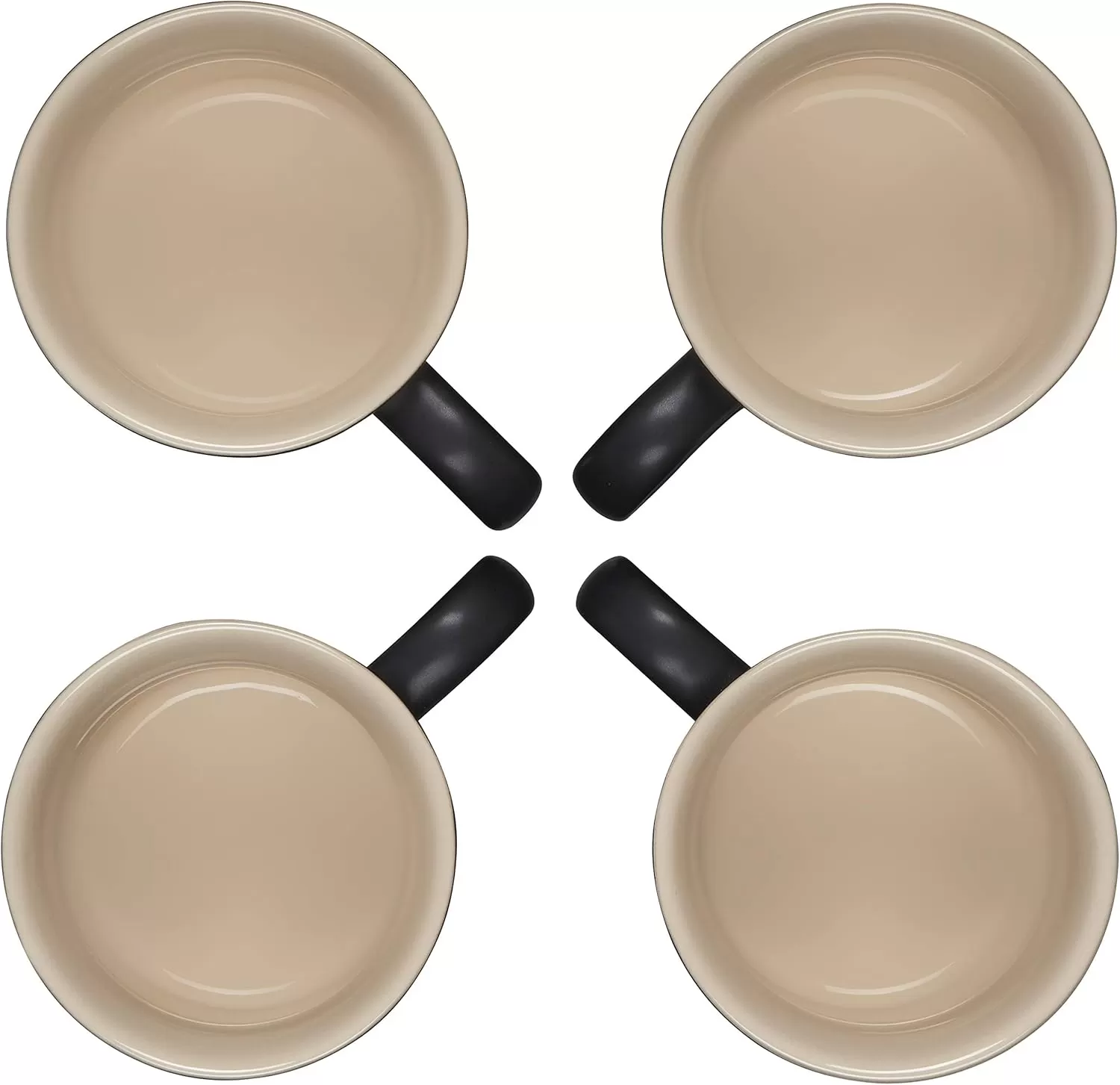 imageLe Creuset Stoneware Set of 4 Mugs 14 oz each OysterLicorice