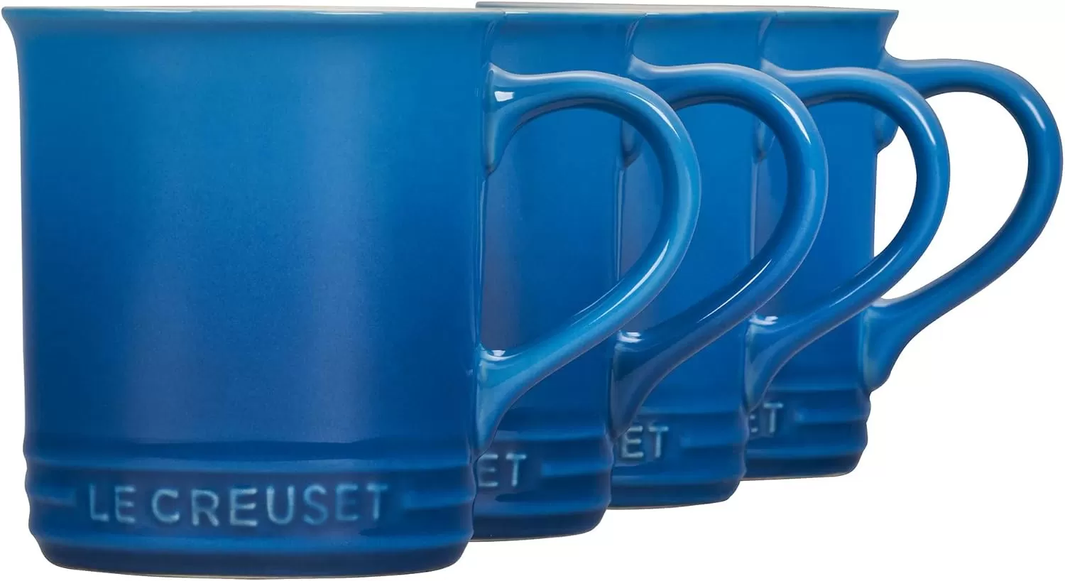 imageLe Creuset Stoneware Set of 4 Mugs 14 oz each OysterMarseille