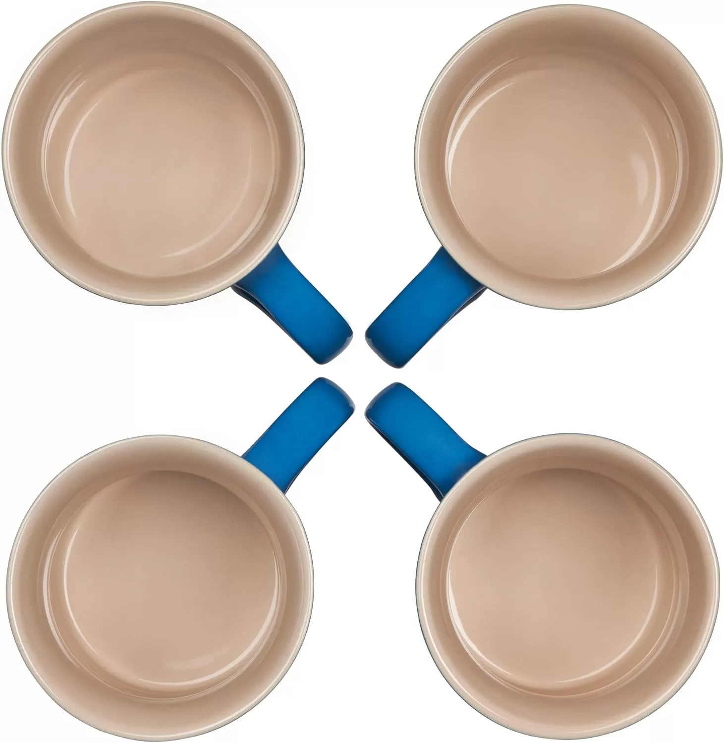 imageLe Creuset Stoneware Set of 4 Mugs 14 oz each OysterMarseille