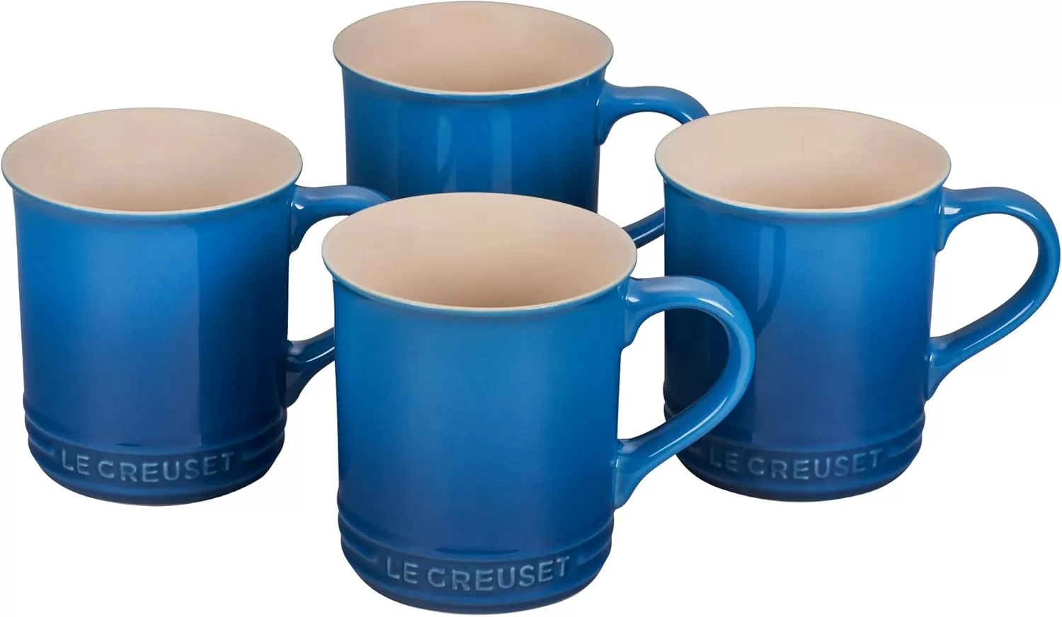 imageLe Creuset Stoneware Set of 4 Mugs 14 oz each OysterMarseille