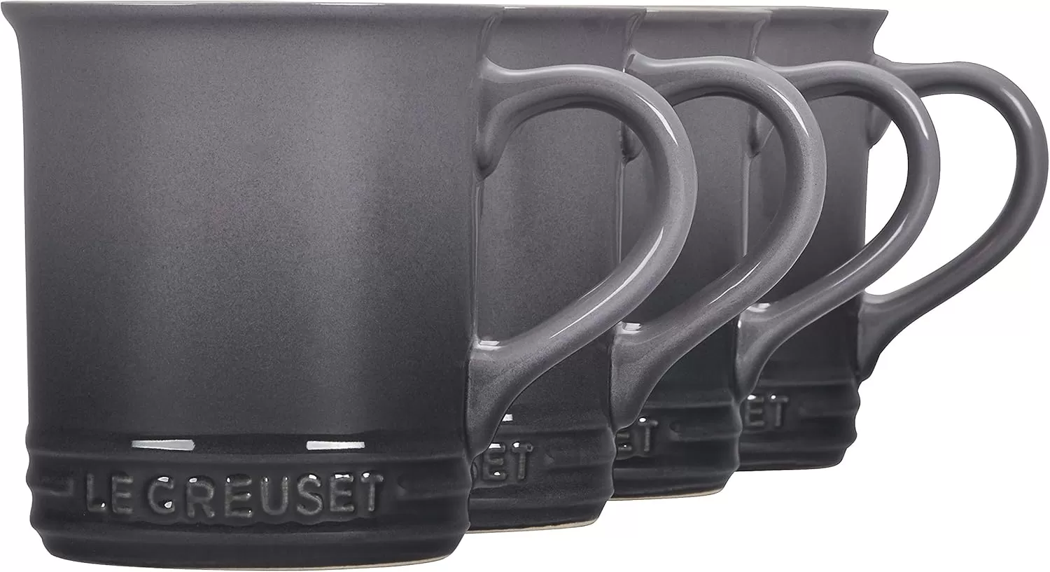 imageLe Creuset Stoneware Set of 4 Mugs 14 oz each OysterOyster