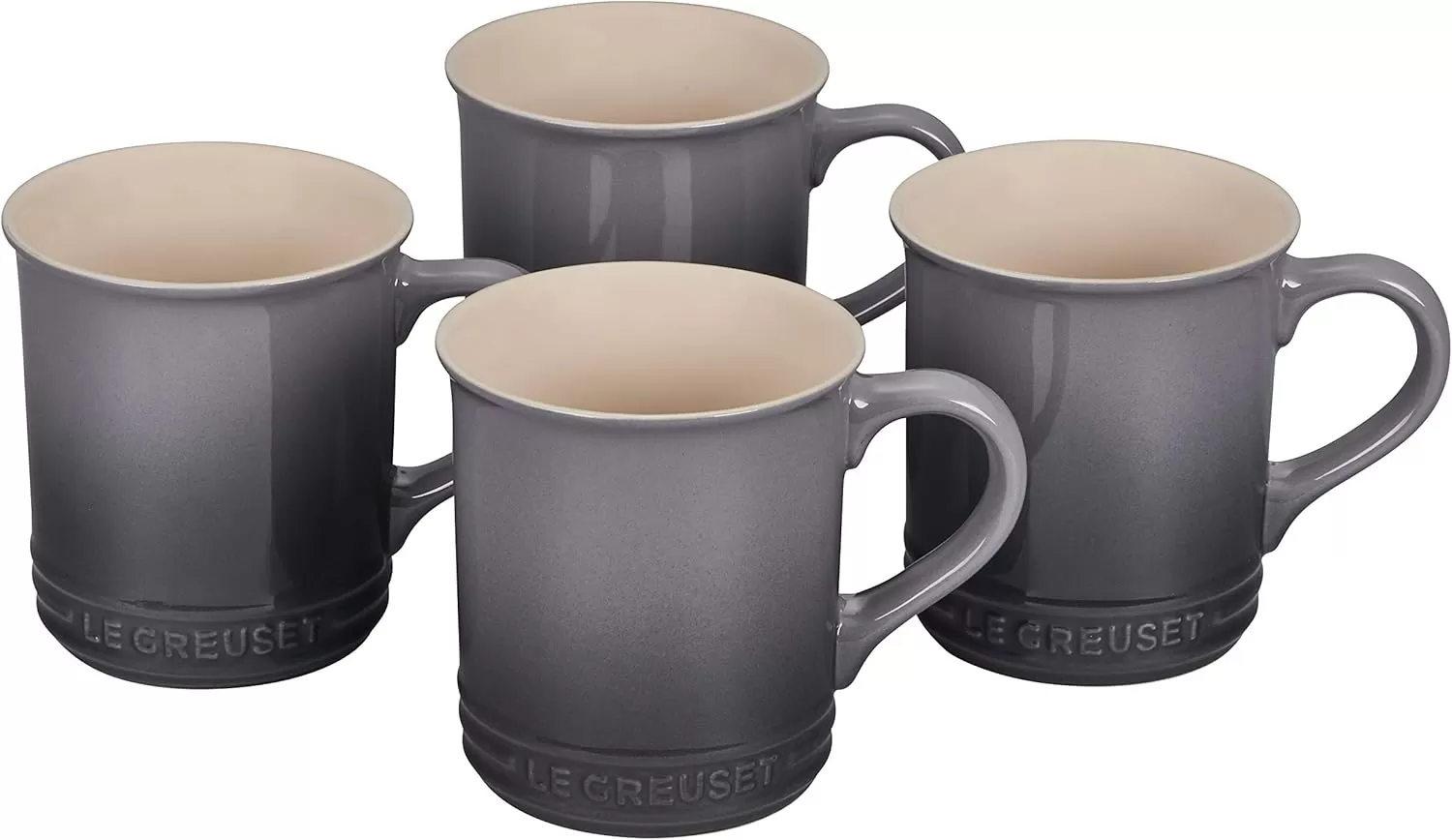 imageLe Creuset Stoneware Set of 4 Mugs 14 oz each OysterOyster
