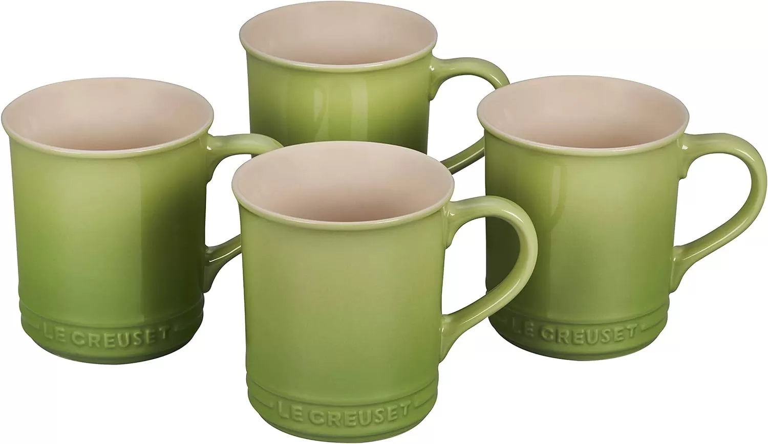 imageLe Creuset Stoneware Set of 4 Mugs 14 oz each OysterPalm