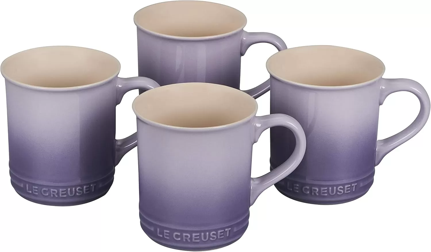 imageLe Creuset Stoneware Set of 4 Mugs 14 oz each OysterProvence
