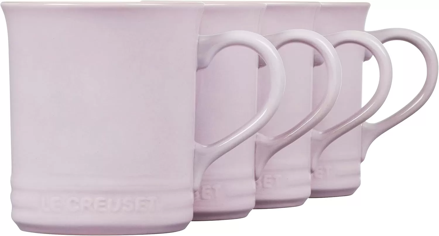 imageLe Creuset Stoneware Set of 4 Mugs 14 oz each OysterShallot