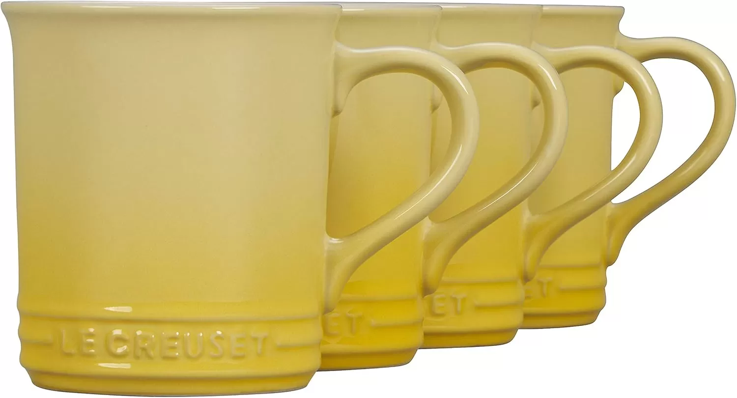 imageLe Creuset Stoneware Set of 4 Mugs 14 oz each OysterSoleil