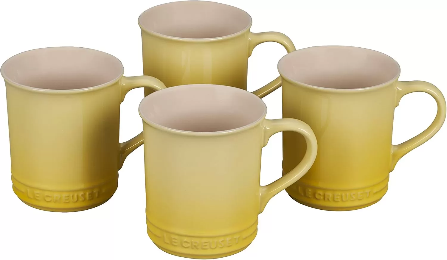 imageLe Creuset Stoneware Set of 4 Mugs 14 oz each OysterSoleil