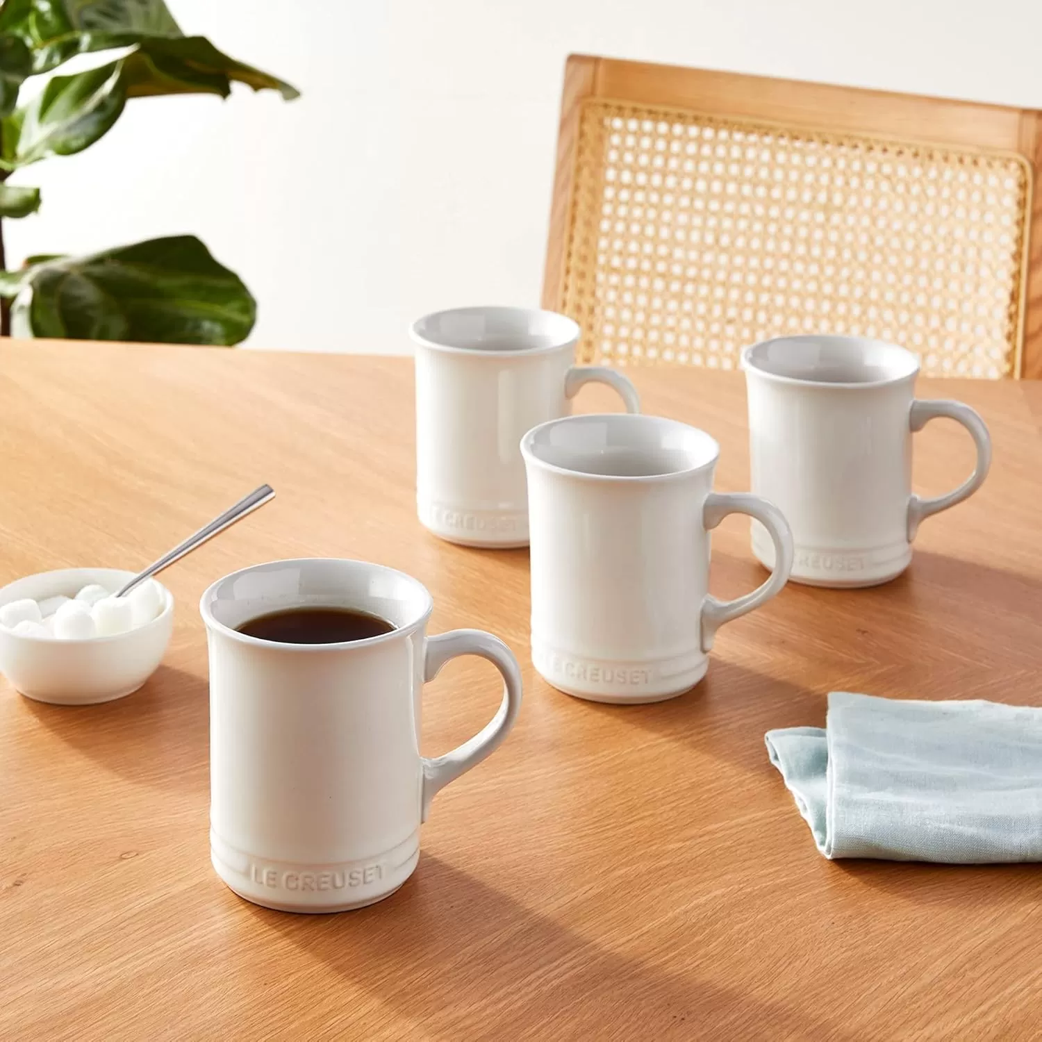 imageLe Creuset Stoneware Set of 4 Mugs 14 oz each OysterWhite