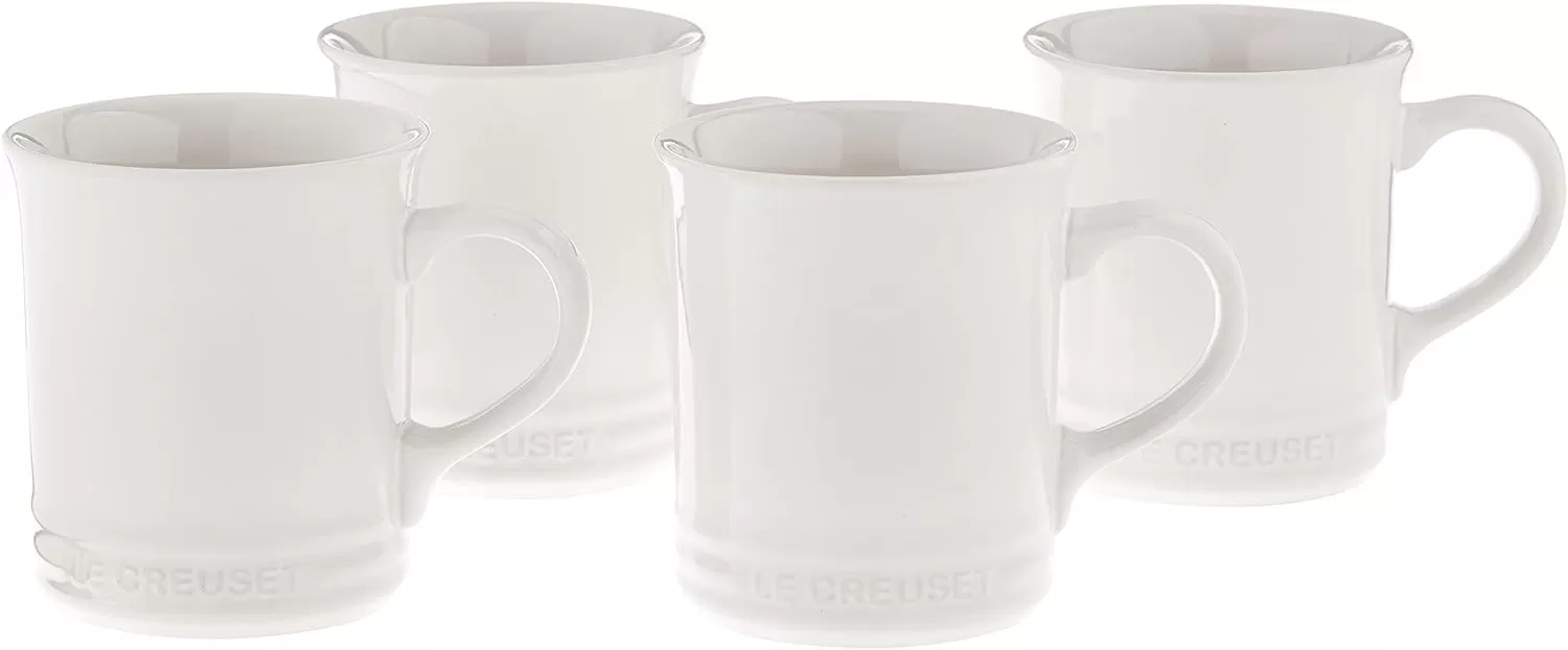 imageLe Creuset Stoneware Set of 4 Mugs 14 oz each OysterWhite