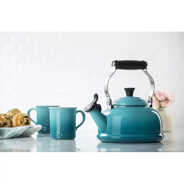 imageLe Creuset Enamel On Steel Whistling Tea Kettle 17 qt FlameCaribbean