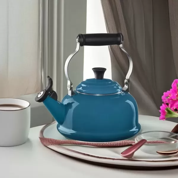 imageLe Creuset Enamel On Steel Whistling Tea Kettle 17 qt FlameDeep Teal