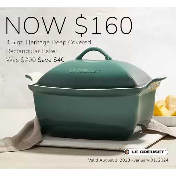 imageLe Creuset Heritage Stoneware Deep Baker with Lid 45 qt CeriseArtichuat